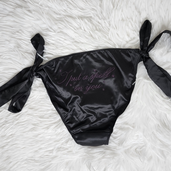 Victoria's Secret Black Flirty I Put A Spell On You Embroidered Side-tie Panties - Picture 3 of 9